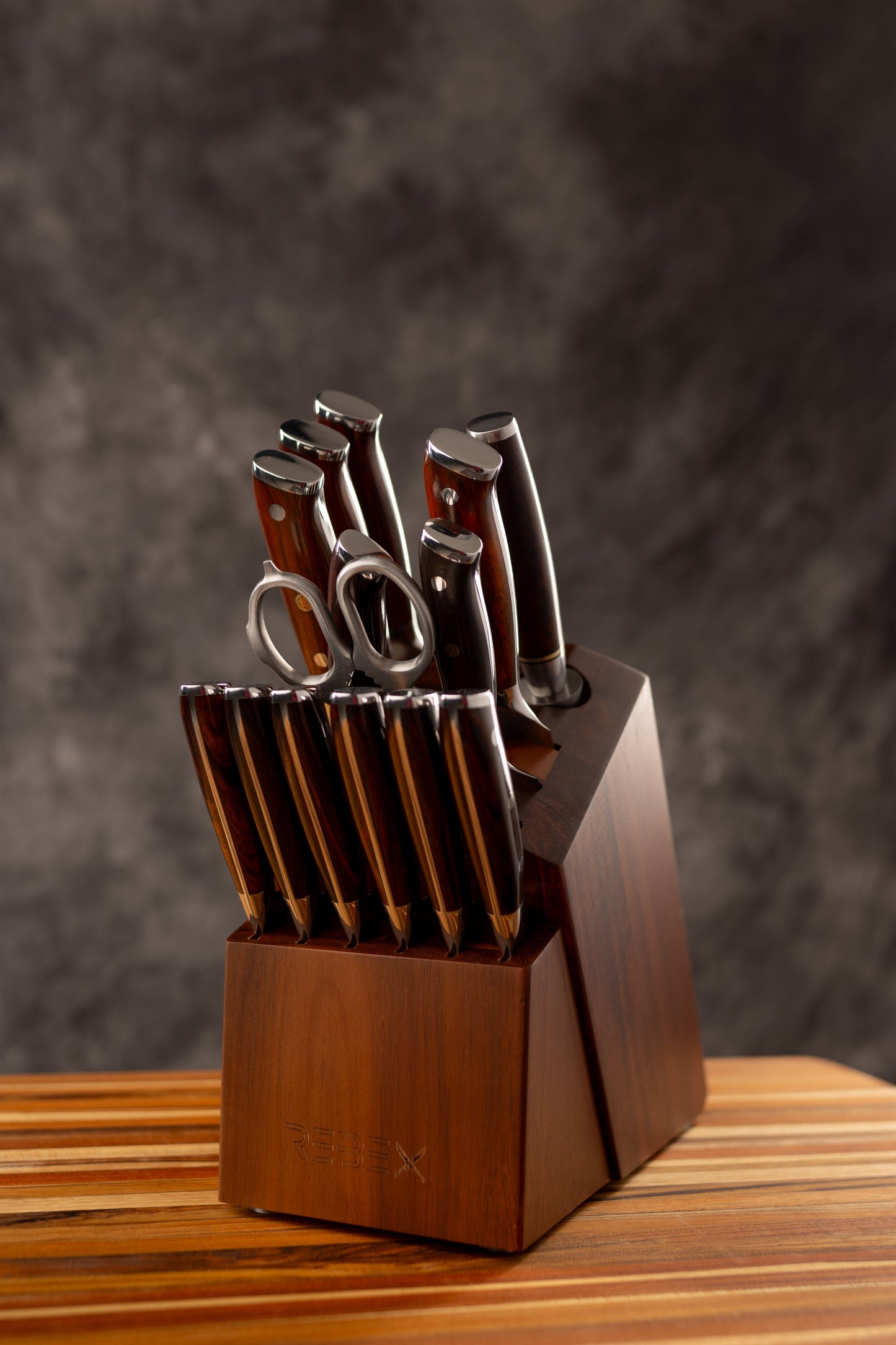 15 pc Damascus set with block REBEX