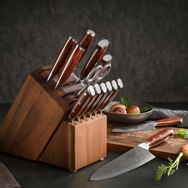 15 pc Damascus set with block REBEX