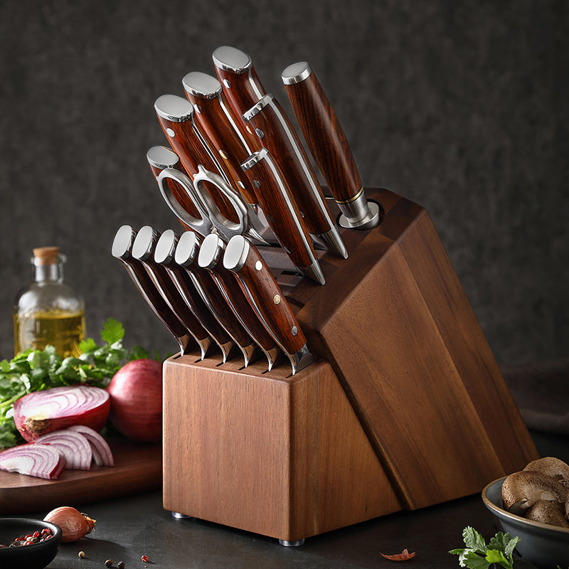 15 pc Damascus set with block REBEX