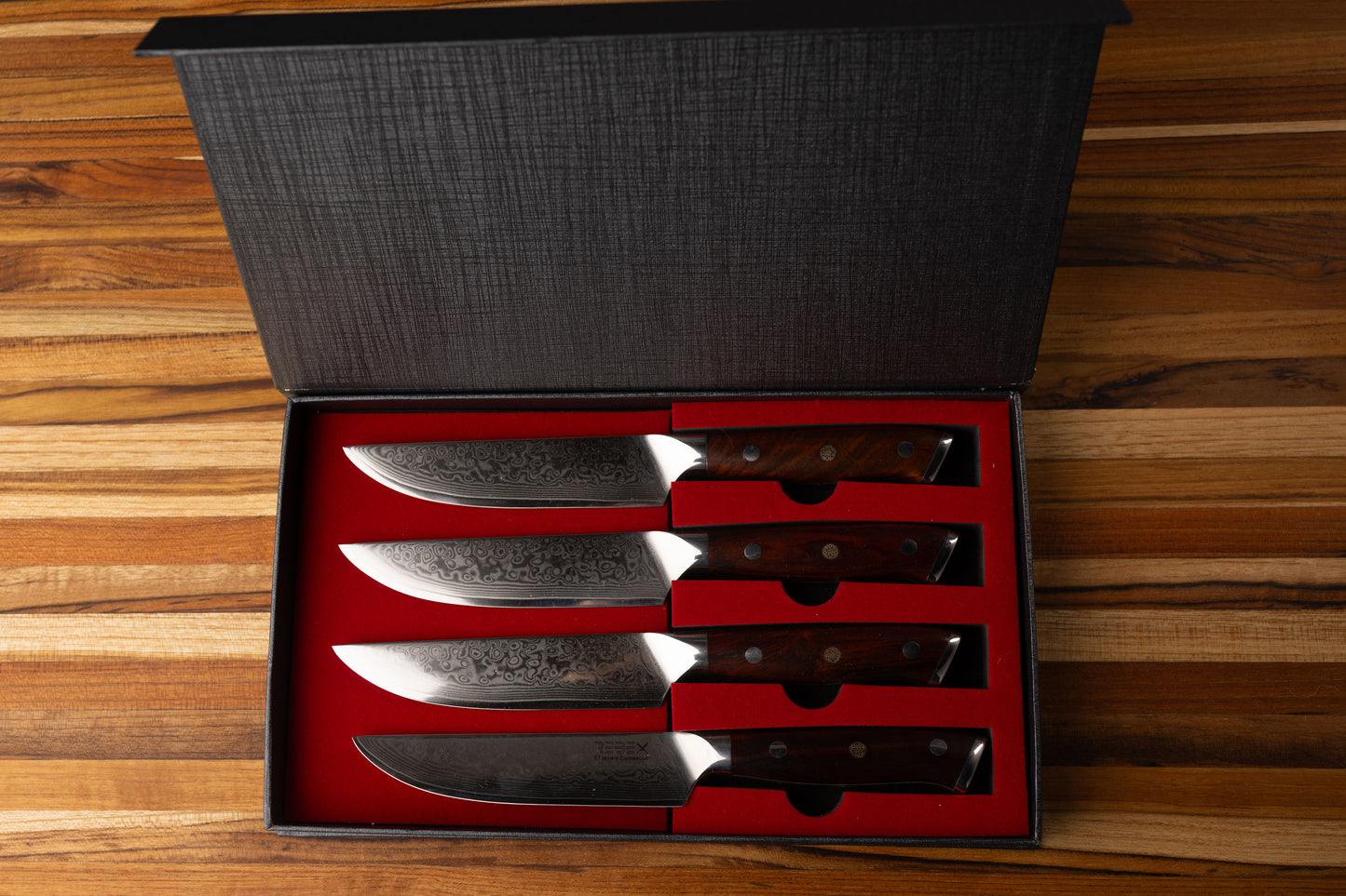 4 pc Damascus steak knife set REBEX