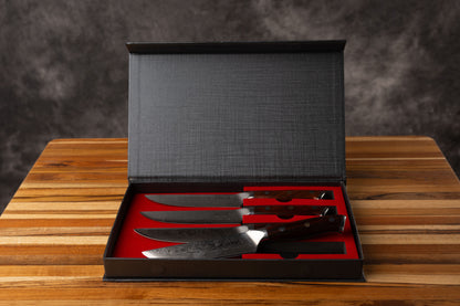 4 pc Damascus steak knife set REBEX