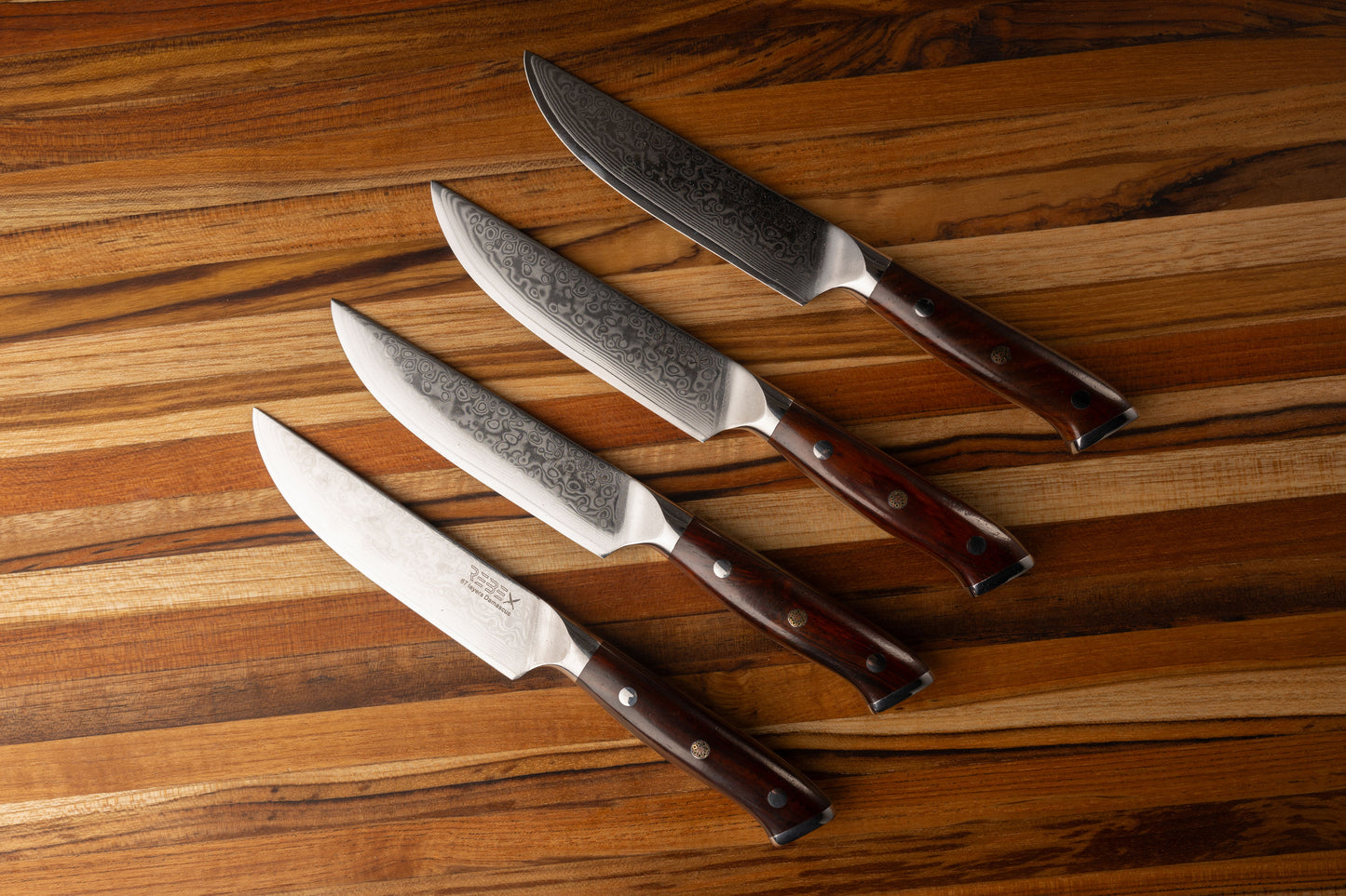 4 pc Damascus steak knife set REBEX