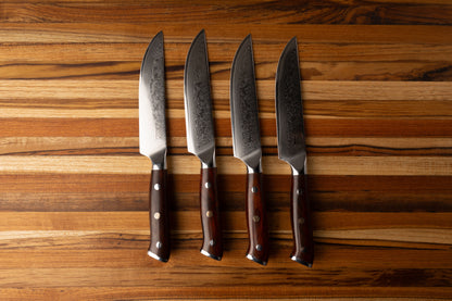 4 pc Damascus steak knife set REBEX